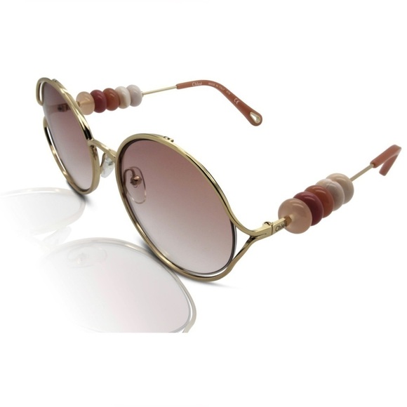 Chloe Bead Embellished Sunglasses 
Round Gold Frame Brow Mocha Mousse
NWT - Picture 11 of 16